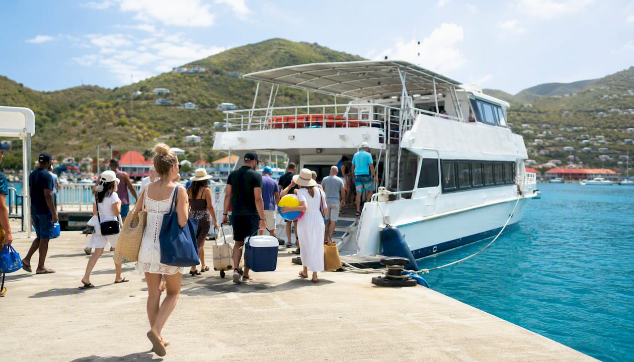 Tourists boarding ferry from St. Thomas to St. John
