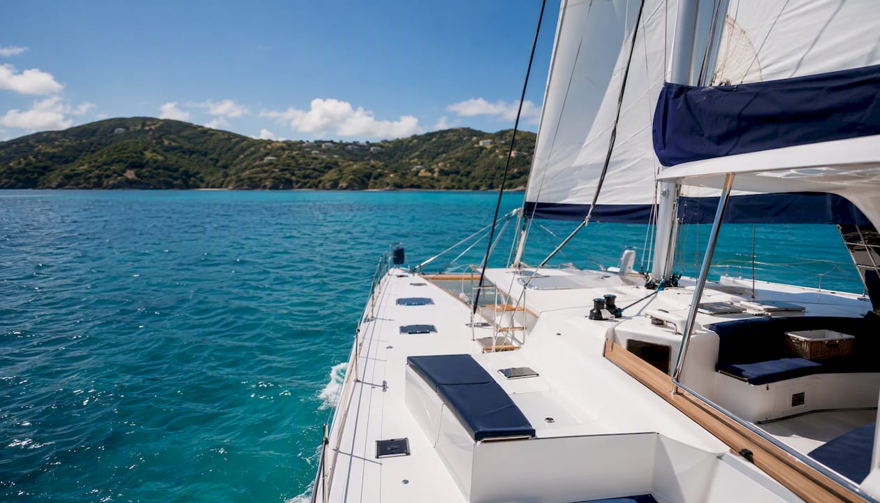 Luxury sailing catamaran on BVI waters