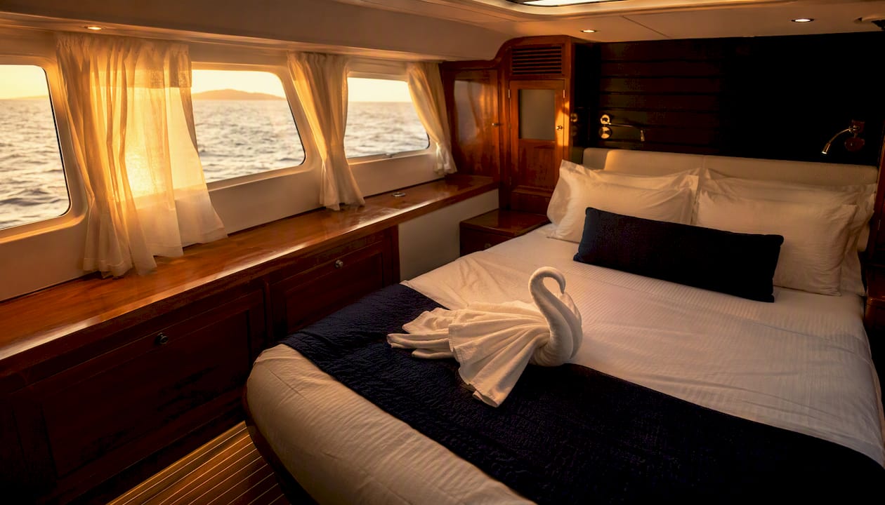 Interior of luxury catamaran cabin