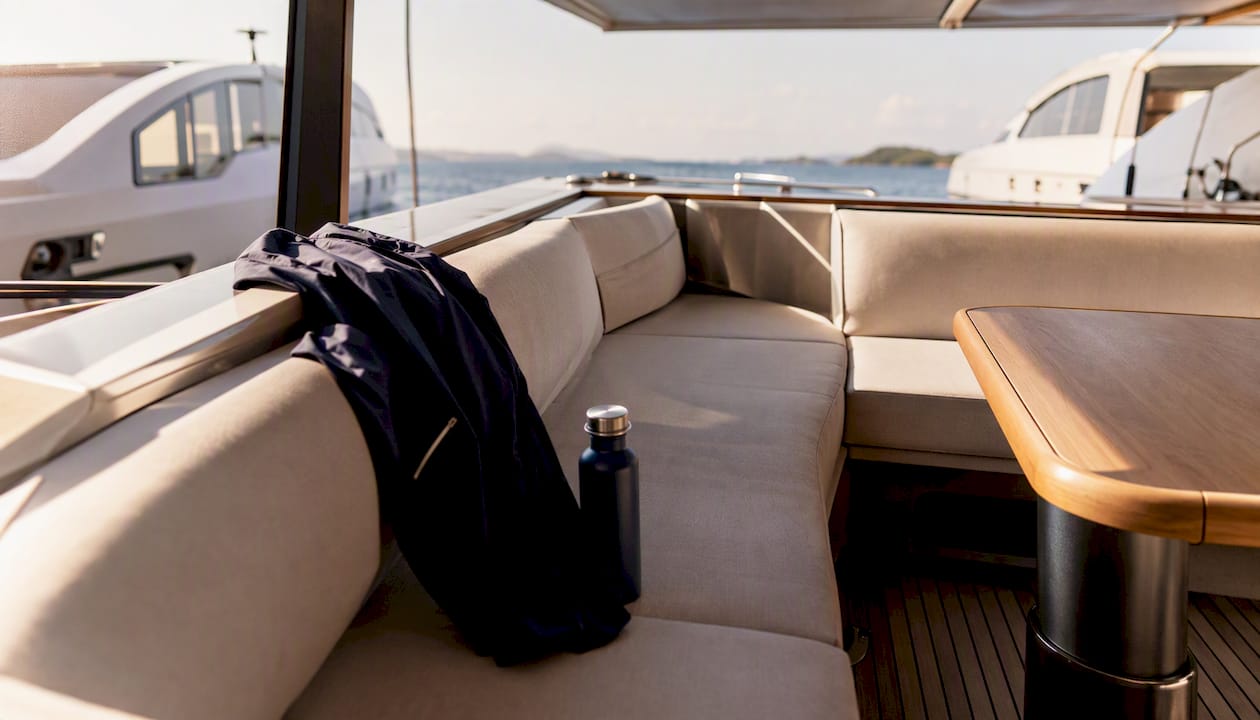 Mid-ship yacht cockpit seating area