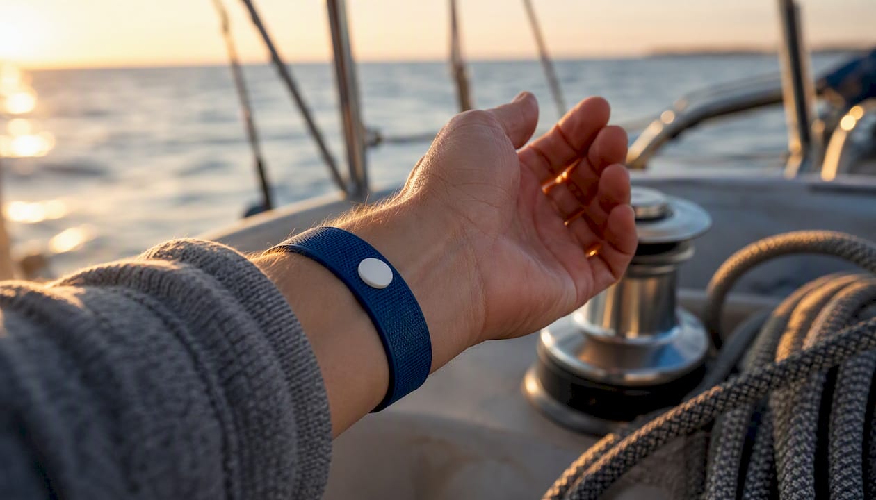 Acupressure wristband for seasickness on wrist