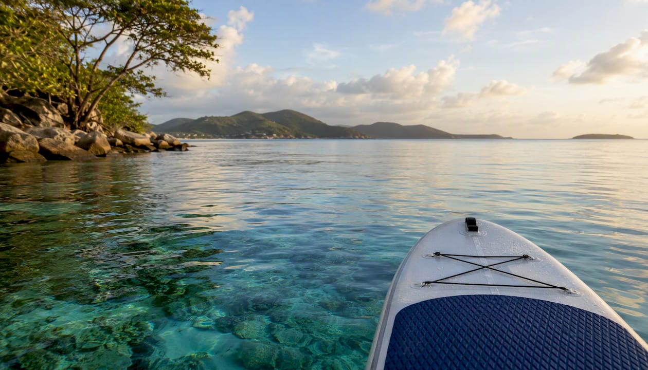 Calm Caribbean snorkeling waters at dawn