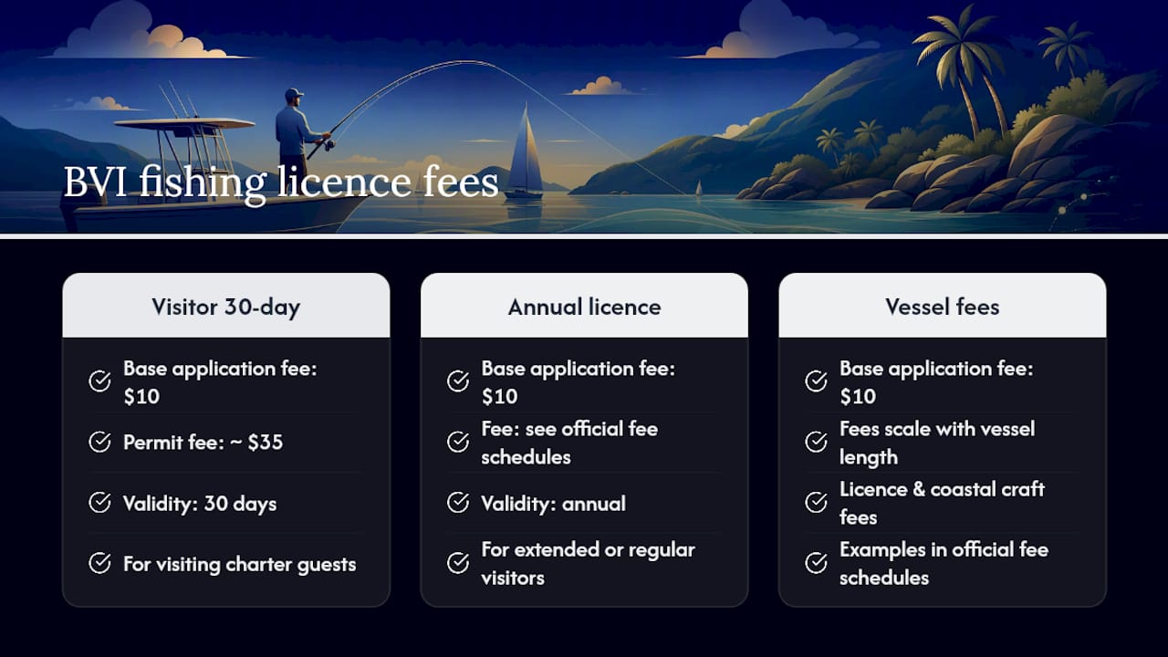 Diagram of BVI fishing licence fees and validity
