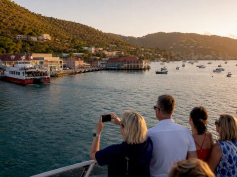 Ferry arriving at Tortola harbor