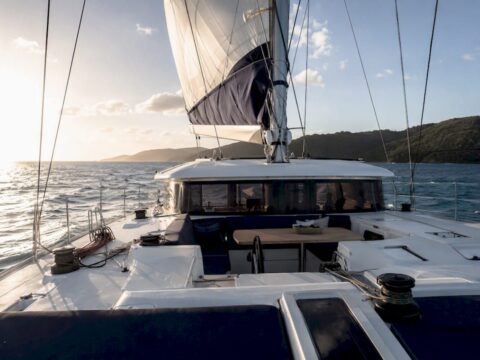 Luxury catamaran sailing in BVI waters