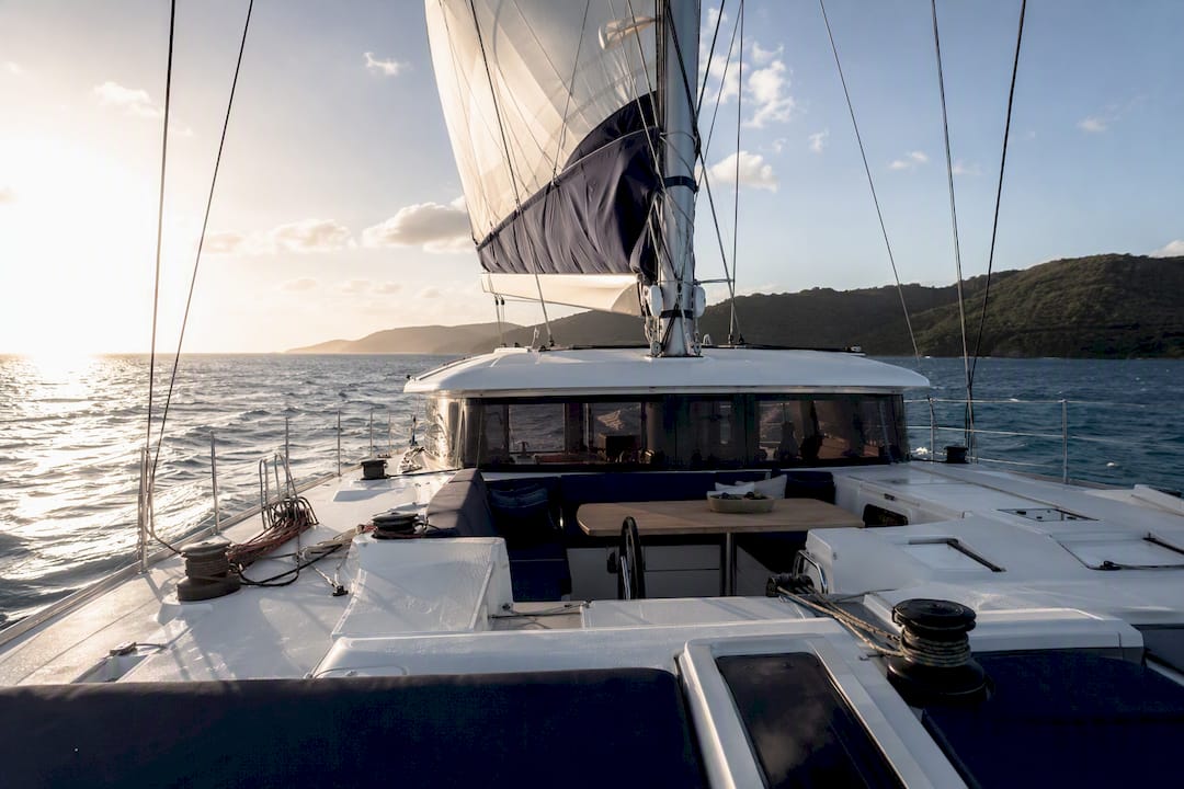 Luxury catamaran sailing in BVI waters