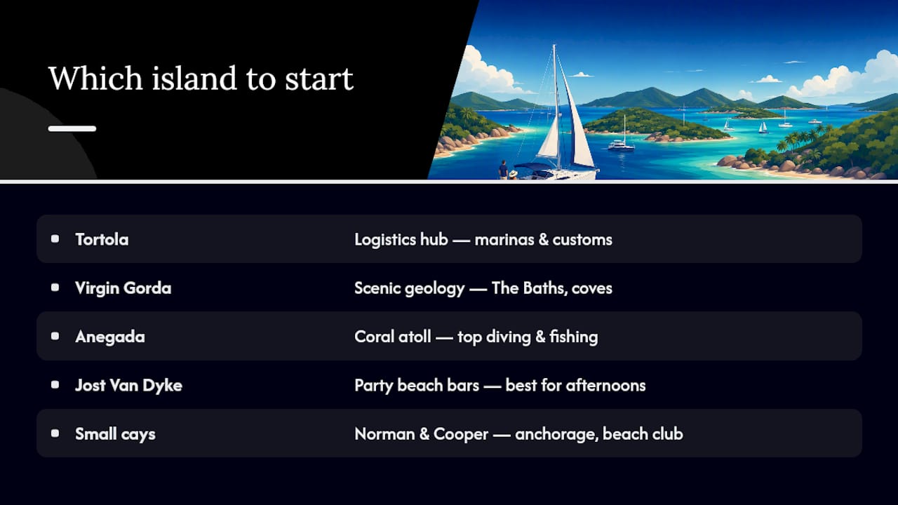 Diagram of BVI islands with roles and features