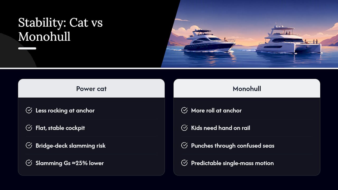 Stability and how each hull rides — overview diagram