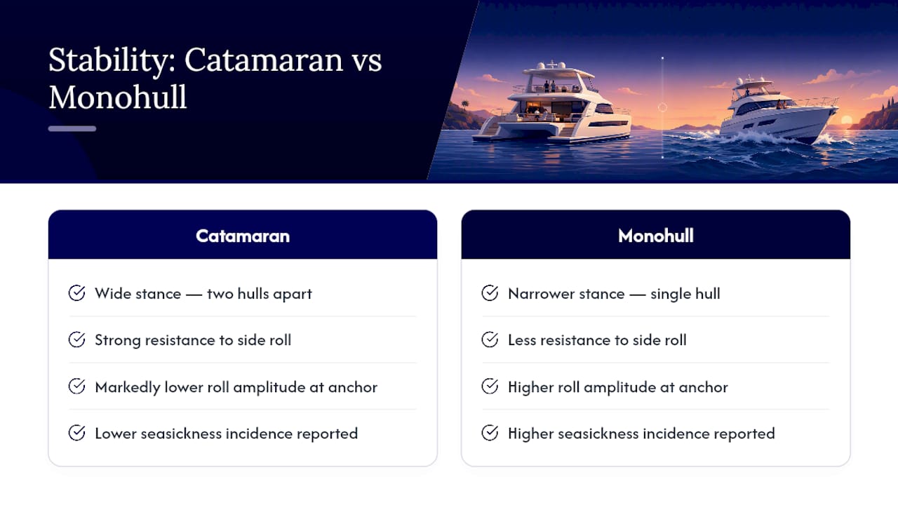 Catamaran and monohull stability comparison