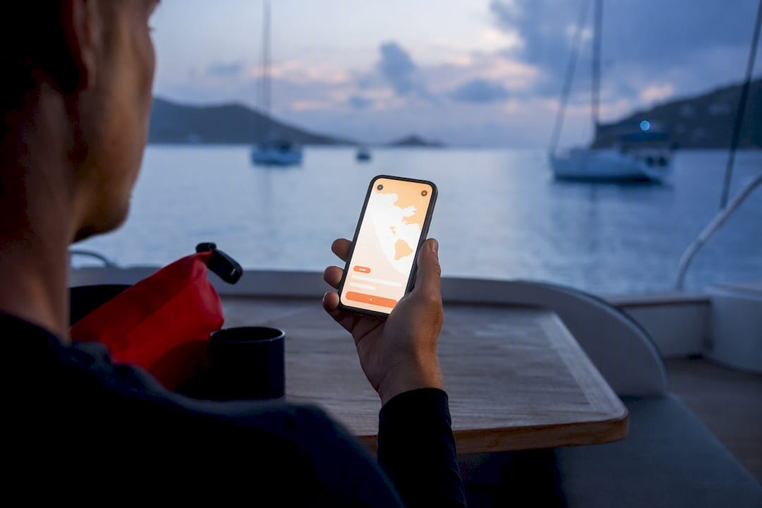 Charterer checking mooring availability at dawn