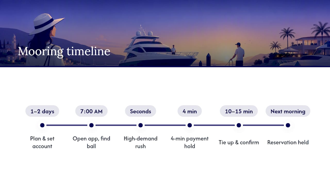 BoatyBall mooring reservation timeline