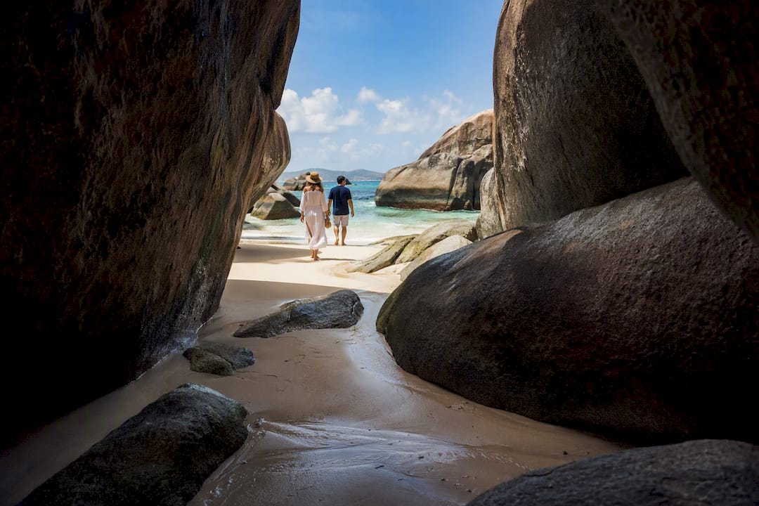 Visitors exploring Virgin Gorda Baths