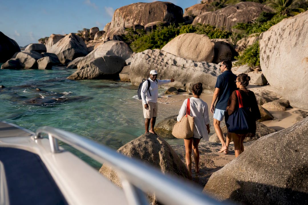Guests arriving at The Baths shoreline