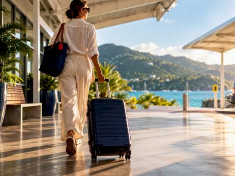 Traveler arriving at Tortola airport