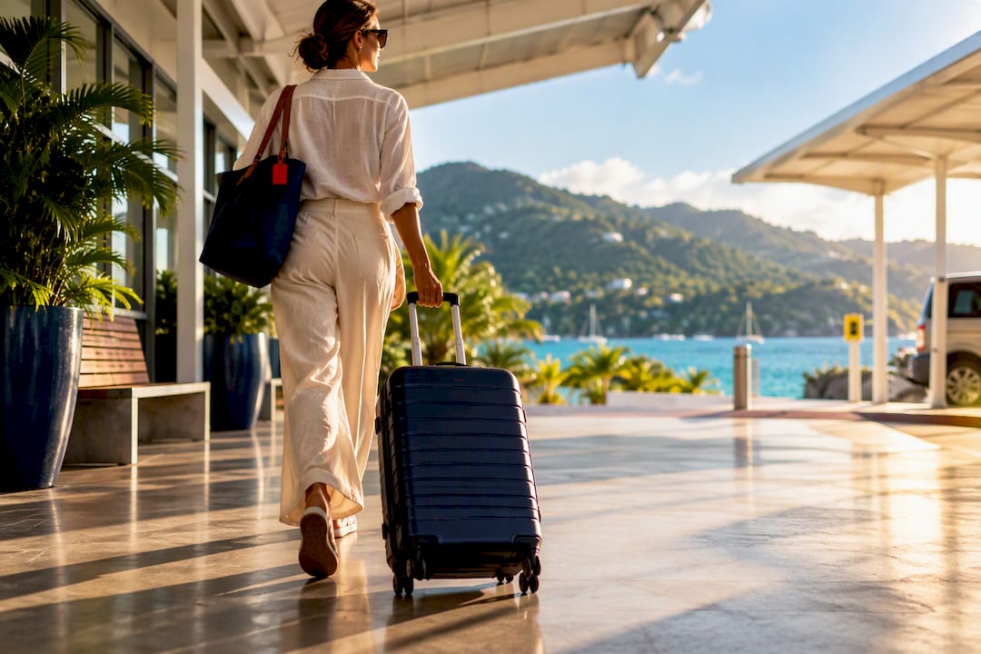 Traveler arriving at Tortola airport