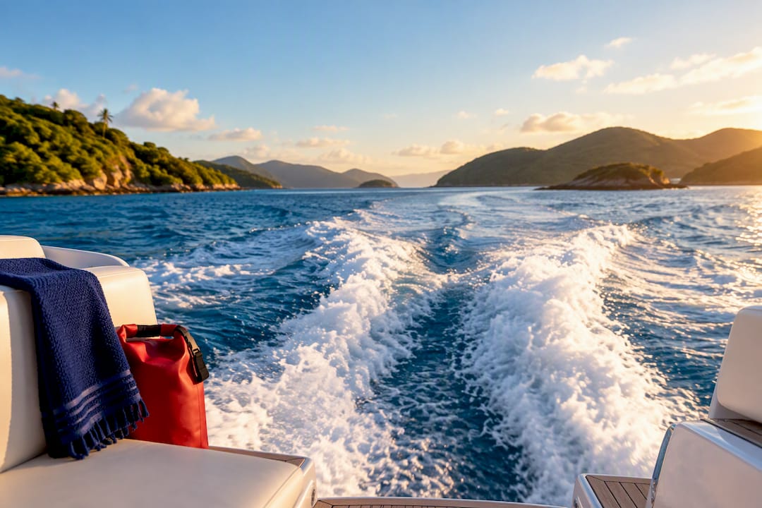 Power catamaran wake crossing a BVI channel