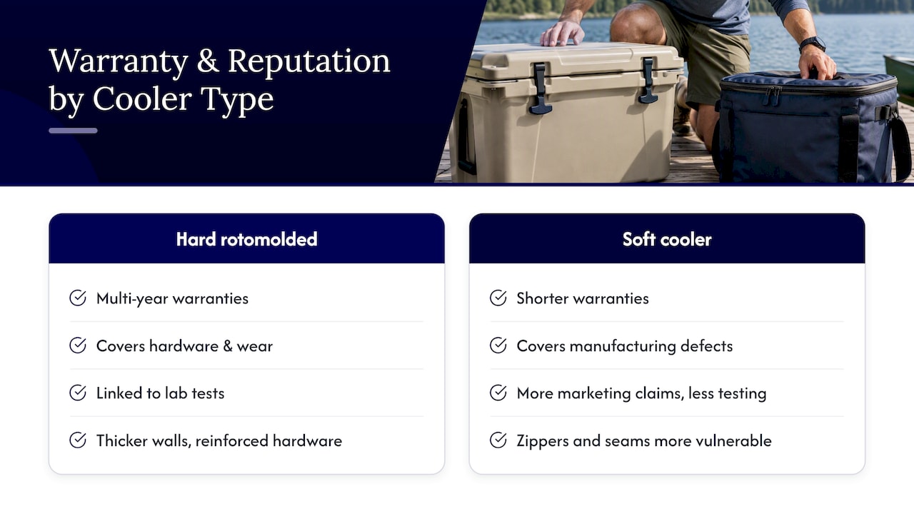 How do cooler brands compare on warranty and reputation? — overview diagram