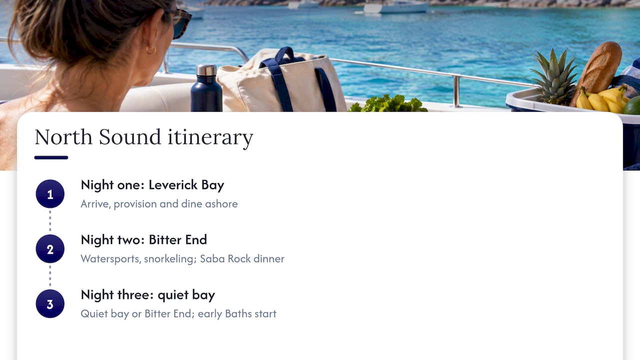 Three-night North Sound yacht itinerary