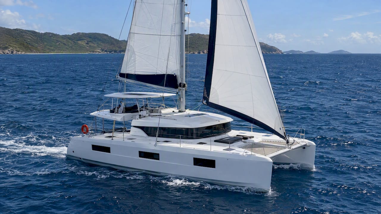 Lagoon 46 catamaran sailing in BVI waters