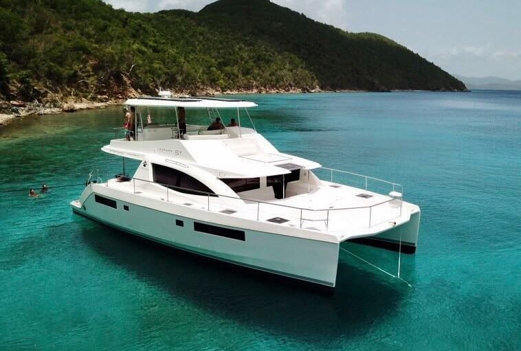 Leopard 51 Powercat for eight guests on a BVI bareboat charter